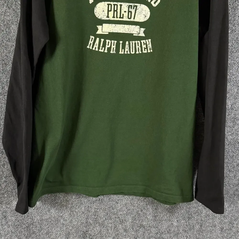 Polo Ralph Lauren Polo Jeans Co Mens M Green Black Raglan Graphic Shirt PRL 67
